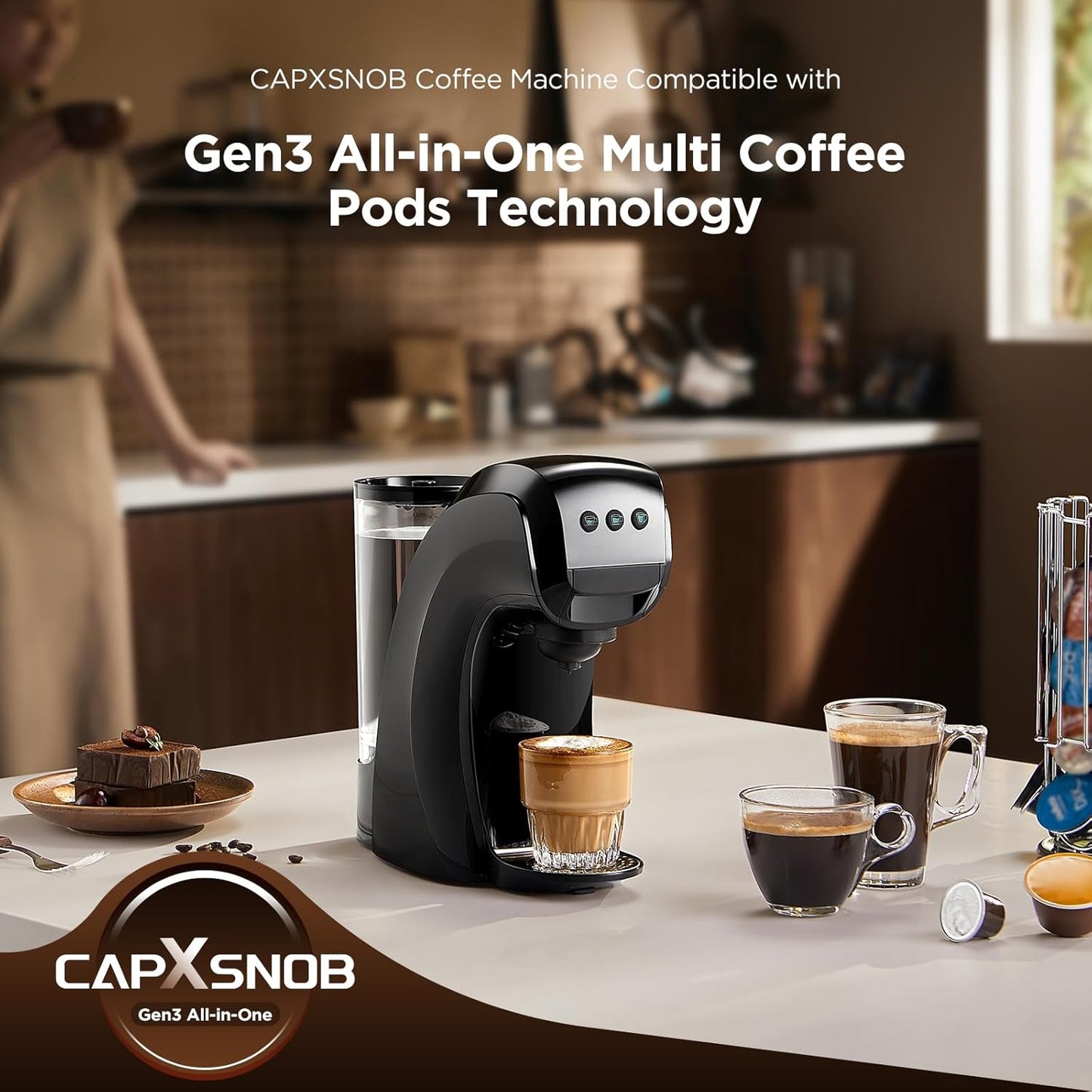 Warriors1 4in1 Coffee Pods Machines for Nespresso Original, Nescafe Dolce Gusto, Lavazza Espresso Point Coffee Pods and Ground Coffee, 20 Bar Automatic Capsule Small Mini Coffee Machine