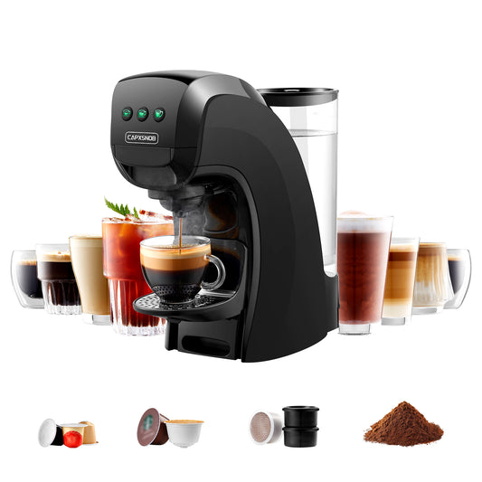 Warriors1 4in1 Coffee Pods Machines for Nespresso Original, Nescafe Dolce Gusto, Lavazza Espresso Point Coffee Pods and Ground Coffee, 20 Bar Automatic Capsule Small Mini Coffee Machine