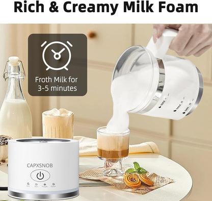 Electric Milk Frother, 4 in 1 Milk Frother and Steamer, Milk Steamer,16.9OZ/500ml Automatic Warm and Cold Foam Maker for Coffee,Latte, Cappuccino, Macchiato, Hot Chocolate, Dishwasher Safe (White)