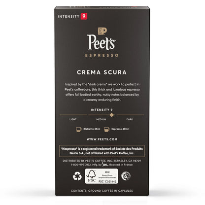 Crema Scura Espresso Coffee Pods, Premium Medium Roast Intensity 9, 10 Count, Single Serve Capsules