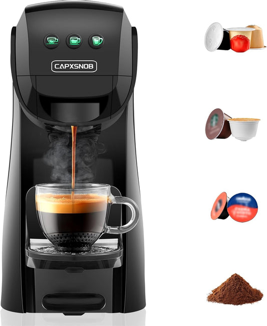 Warriors1 Kapselmaschine 4-in-1 für Nespresso OL, Dolce Gusto, Lavazza A Modo Mio Kapseln und Kaffeepulver, 20Bar Druck, 0,8L Wassertank, Vollautomat Kaffeemaschine | Espressomaschine für Zuhause&Büro