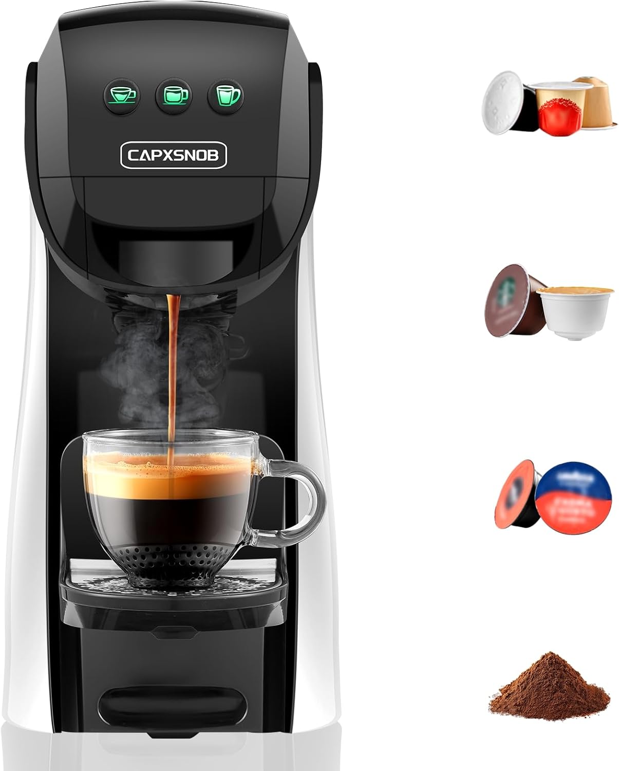 Warriors1 Kapselmaschine 4-in-1 für Dolce Gusto, Nespresso OL, Lavazza A Modo Mio Kapseln und Gemahlenem Kaffee, 20 Bar Druck, 0,8 L Wassertank, Espressomaschine | Kaffeemaschine für Zuhause & Büro