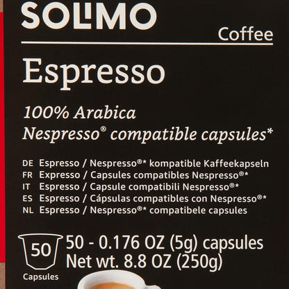 Amazon Brand -  Espresso Capsules, Medium Roast, Compatible with Original Brewers, Pack of 1X50 Capsule (50 Count)