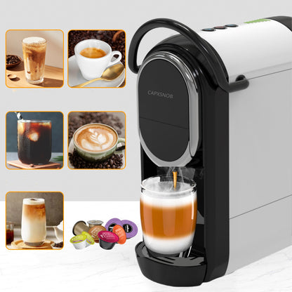 CapXsnob 5in1 Espresso Single Serve Coffee Machine, 19Bar for Nespresso Original/Dolce Gusto/K-Cup Pods/Ground Coffee/44mm ESE