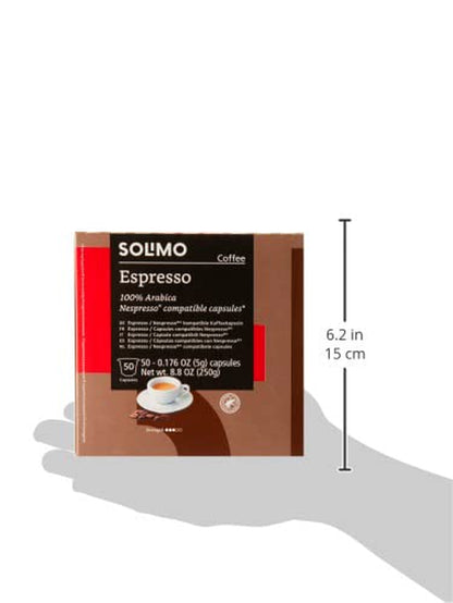 Amazon Brand -  Espresso Capsules, Medium Roast, Compatible with Original Brewers, Pack of 1X50 Capsule (50 Count)