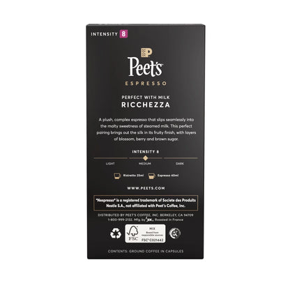 Ricchezza Espresso Coffee Pods, Premium Medium Roast Intensity 8, 10 Count, Single Serve Capsules