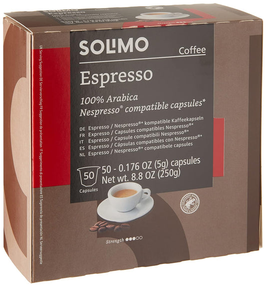 Amazon Brand -  Espresso Capsules, Medium Roast, Compatible with Original Brewers, Pack of 1X50 Capsule (50 Count)